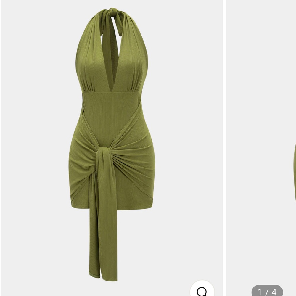 Olive Green Halter Dress
